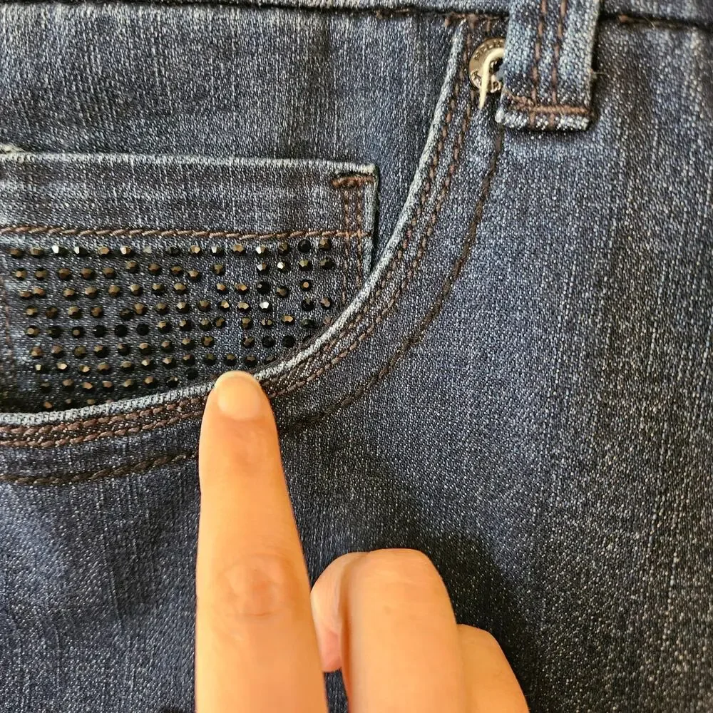 Seven7 Melissa McCarthy Slim Boot Jeans, Size 20W Embellished Dark Wash Ankle - Picture 8 of 9